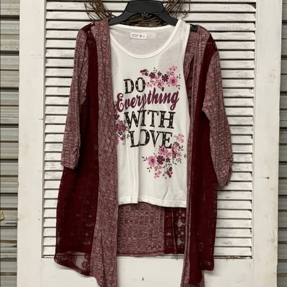 Beautees Long Cardigan and Tank Top size XL